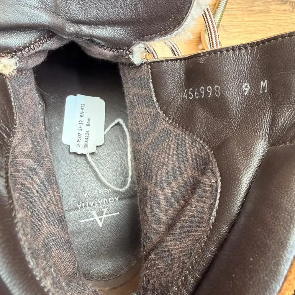 Aquatalia size 9 Taelyn Suede Shearling Bootie Walnut Caramel